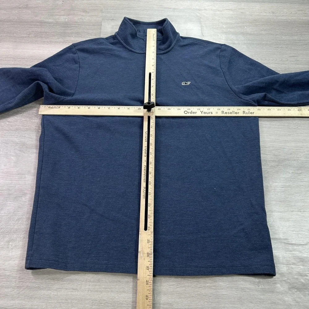 Vineyard Vines Sweater Mens Medium Blue Waffle Knit 1/4 Zip Mock Neck Pullover‎